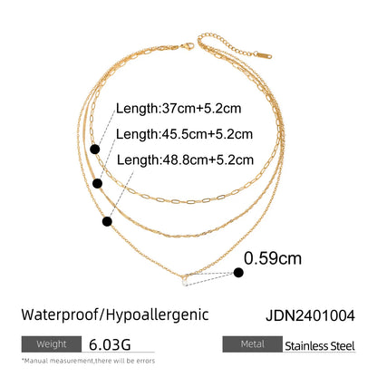 304 Stainless Steel Classic Style Layered Solid Color Necklace