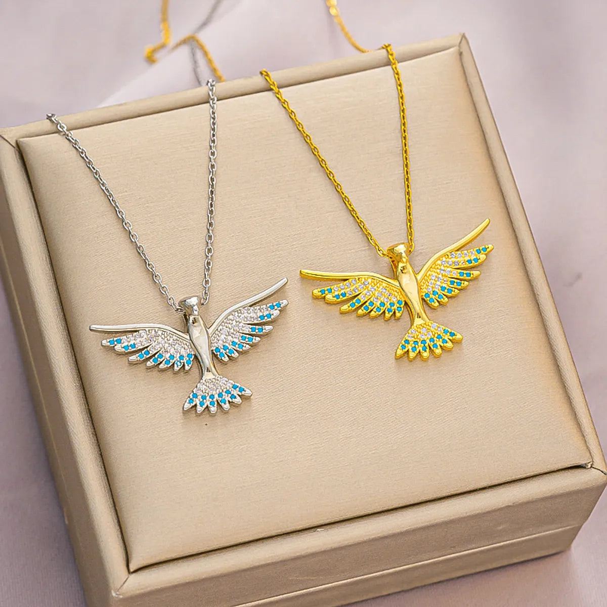 Wholesale Basic Modern Style Classic Style Eagle 304 Stainless Steel Copper 18K Gold Plated Zircon Pendant Necklace