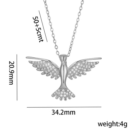 Wholesale Basic Modern Style Classic Style Eagle 304 Stainless Steel Copper 18K Gold Plated Zircon Pendant Necklace