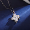 Wholesale Elegant Four Leaf Clover 304 Stainless Steel Copper Inlay Silver Plated Zircon Pendant Necklace