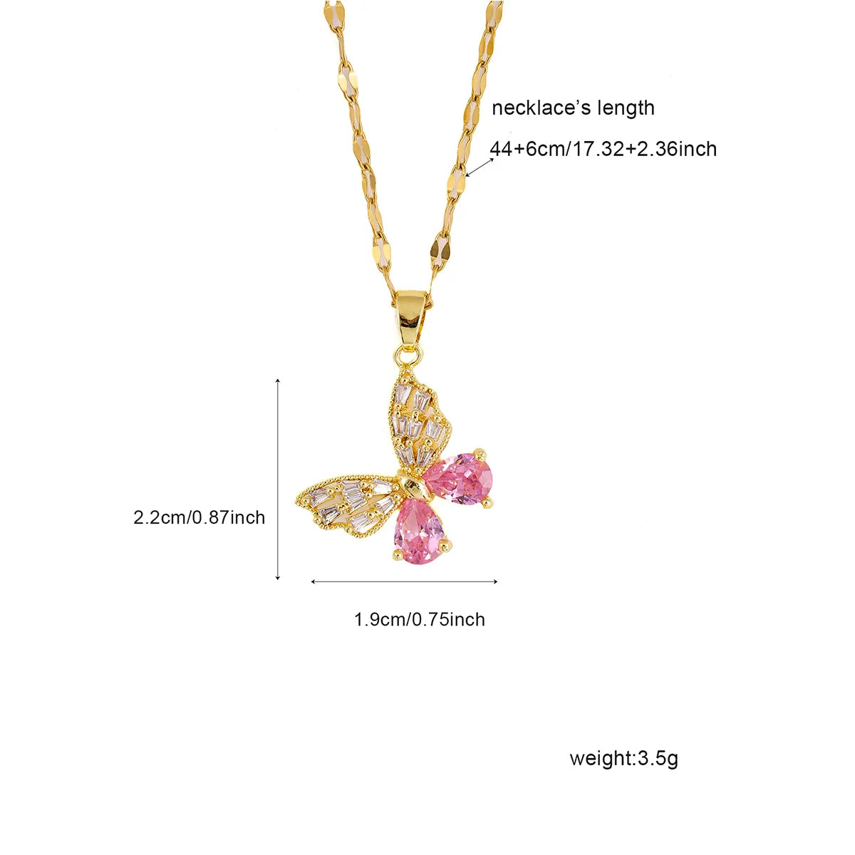 Wholesale Elegant Sunflower Flower Butterfly 304 Stainless Steel Copper Inlay 18K Gold Plated Zircon Pendant Necklace