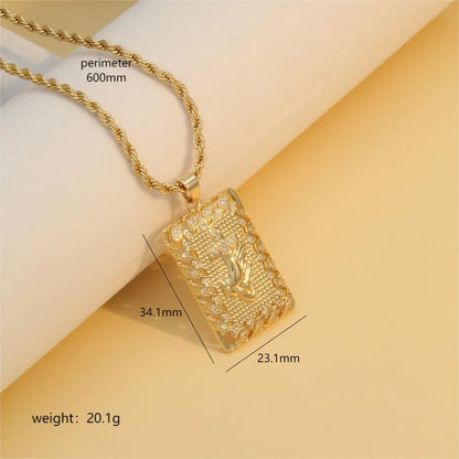 304 Stainless Steel Copper 18K Gold Plated Hip-Hop Plating Inlay Cross Zircon Pendant Necklace