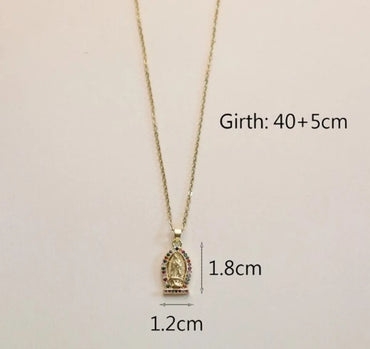 Wholesale IG Style Human Madonna Of The Yarnwinder 304 Stainless Steel Copper Inlay 18K Gold Plated Zircon Pendant Necklace