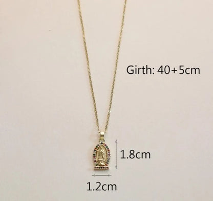 Wholesale IG Style Human Madonna Of The Yarnwinder 304 Stainless Steel Copper Inlay 18K Gold Plated Zircon Pendant Necklace