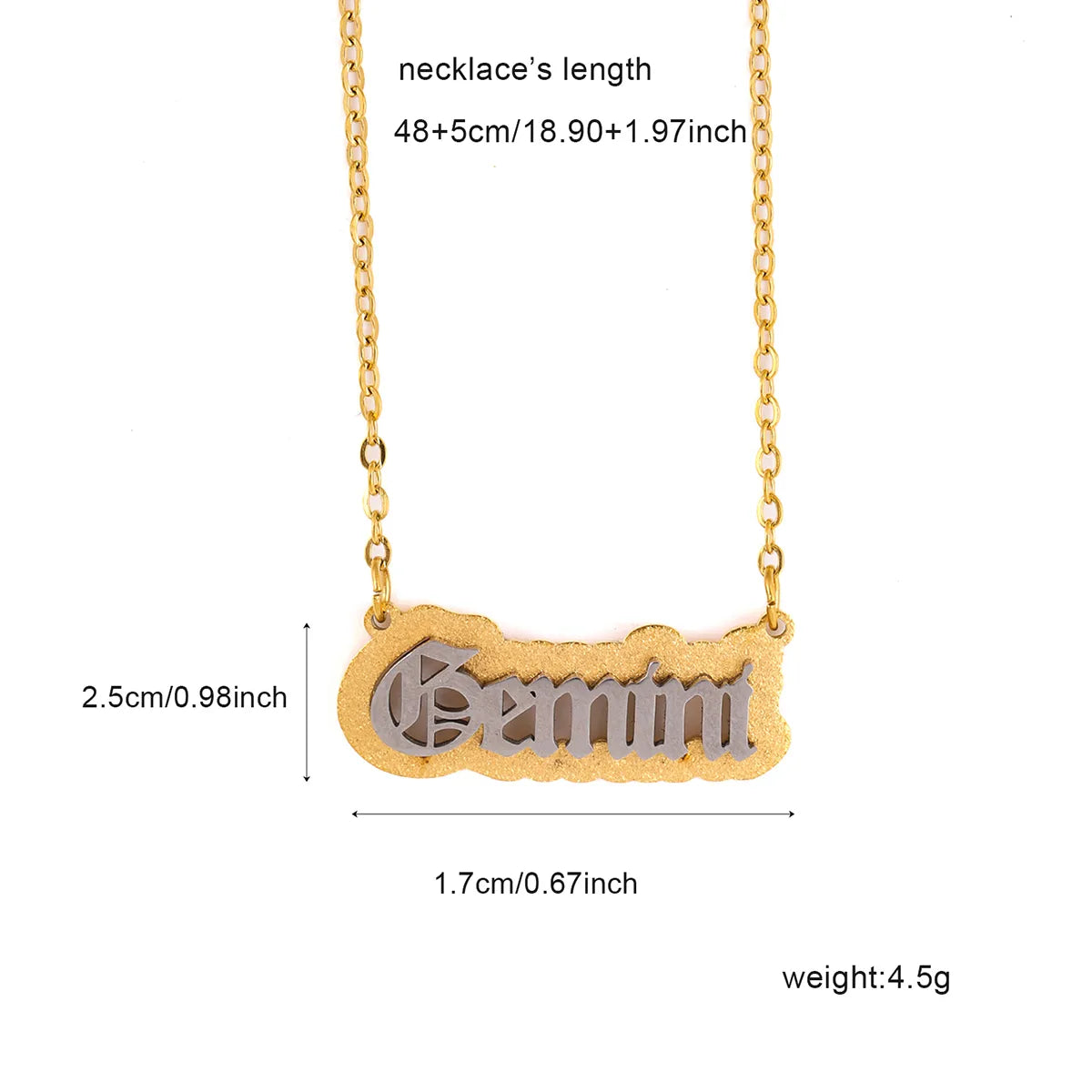 Wholesale IG Style Letter 304 Stainless Steel Copper 18K Gold Plated Pendant Necklace