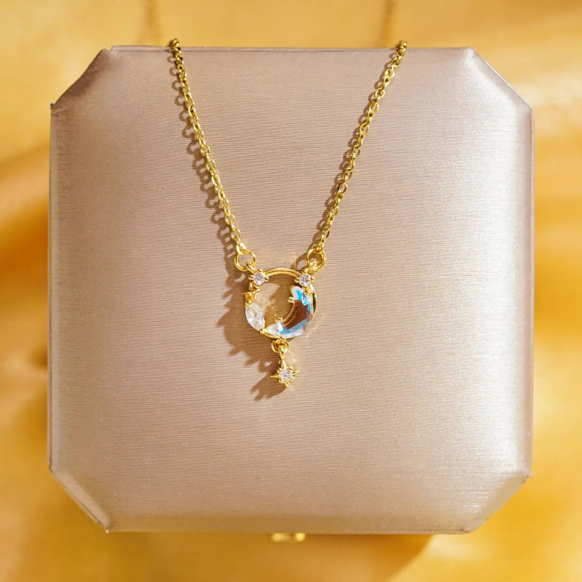 304 Stainless Steel Copper 18K Gold Plated K Gold Plated Cute Inlay Flower Butterfly Acrylic Shell Zircon Pendant Necklace