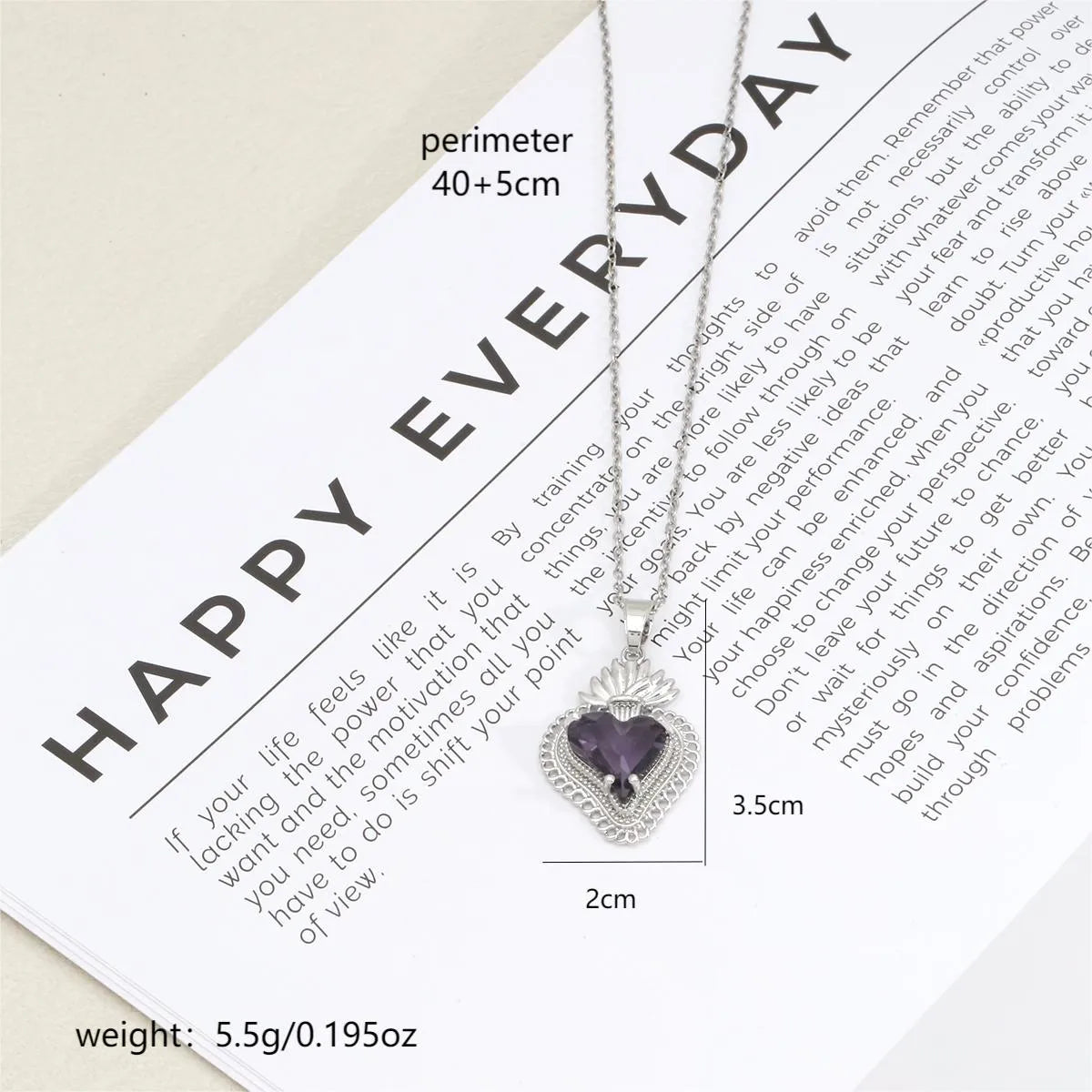 304 Stainless Steel Copper 18K Gold Plated Plating Inlay Heart Shape Rhinestones Pendant Necklace