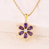 304 Stainless Steel Copper 18K Gold Plated Simple Style Classic Style Plating Inlay Flower Zircon Pendant Necklace