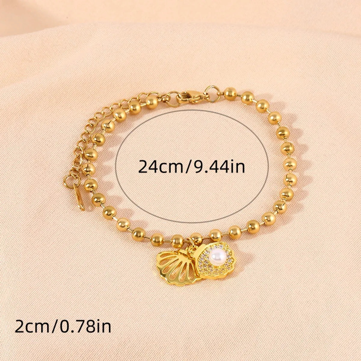 304 Stainless Steel Copper Beach Plating Shell Zircon Bracelets