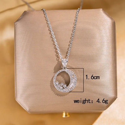 Wholesale Jewelry Elegant Lady Modern Style Letter Butterfly Lock 304 Stainless Steel Copper Acrylic Zircon K Gold Plated Inlay Pendant Necklace