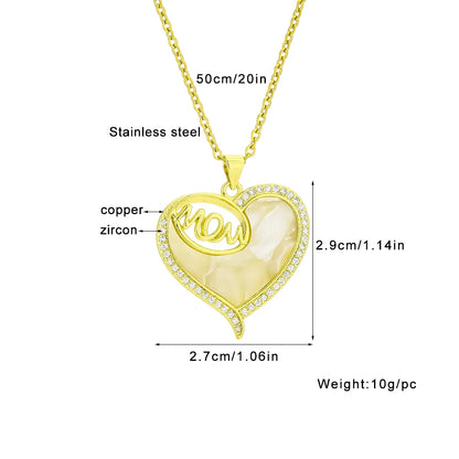 Wholesale Elegant Simple Style Letter Heart Shape 304 Stainless Steel Copper Inlay Zircon Pendant Necklace