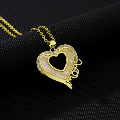 Wholesale Elegant Simple Style Letter Heart Shape 304 Stainless Steel Copper Inlay Zircon Pendant Necklace