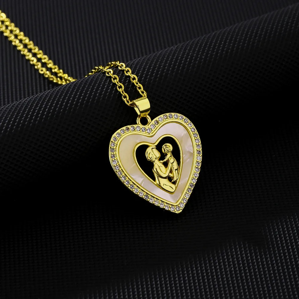 Wholesale Elegant Simple Style Letter Heart Shape 304 Stainless Steel Copper Inlay Zircon Pendant Necklace