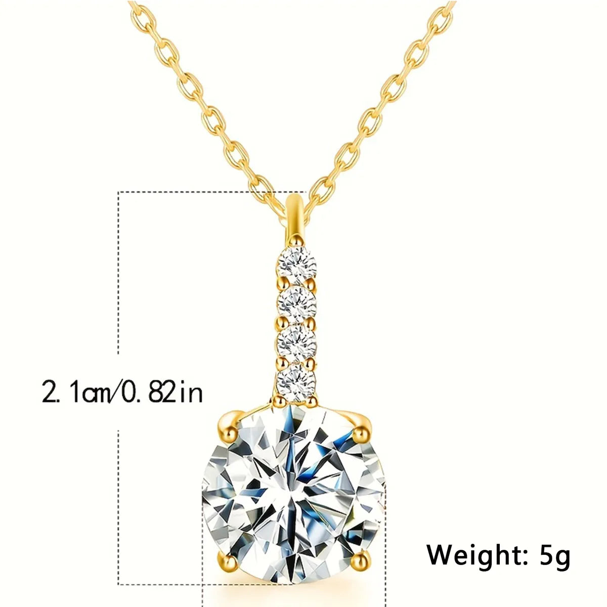 304 Stainless Steel Copper Gold Plated Inlay Round Zircon Pendant Necklace