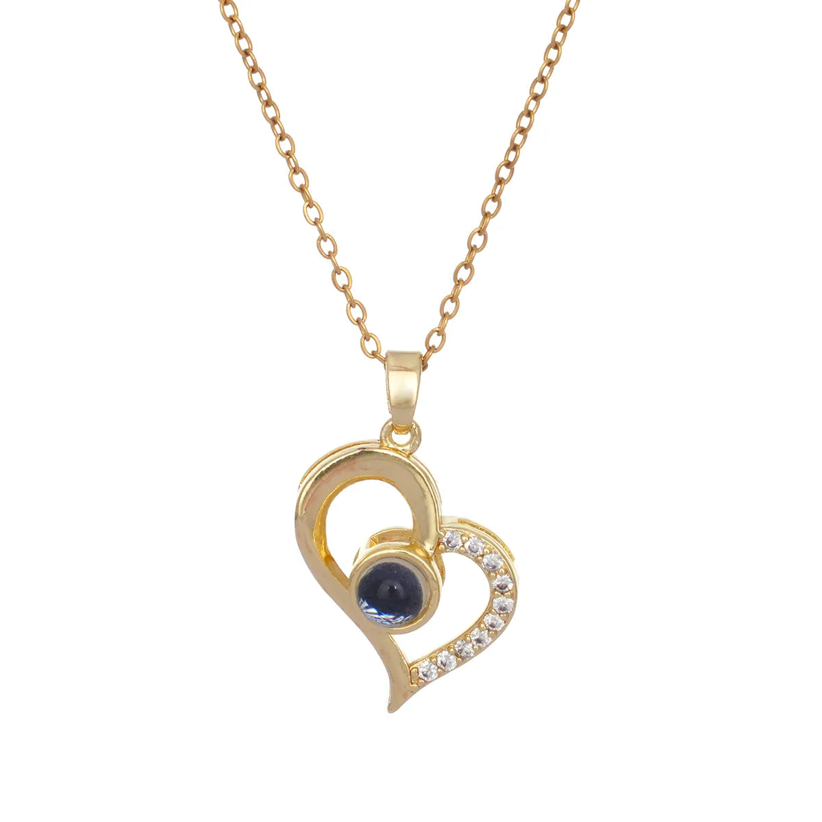 304 Stainless Steel Copper Heart Shape Pendant Necklace