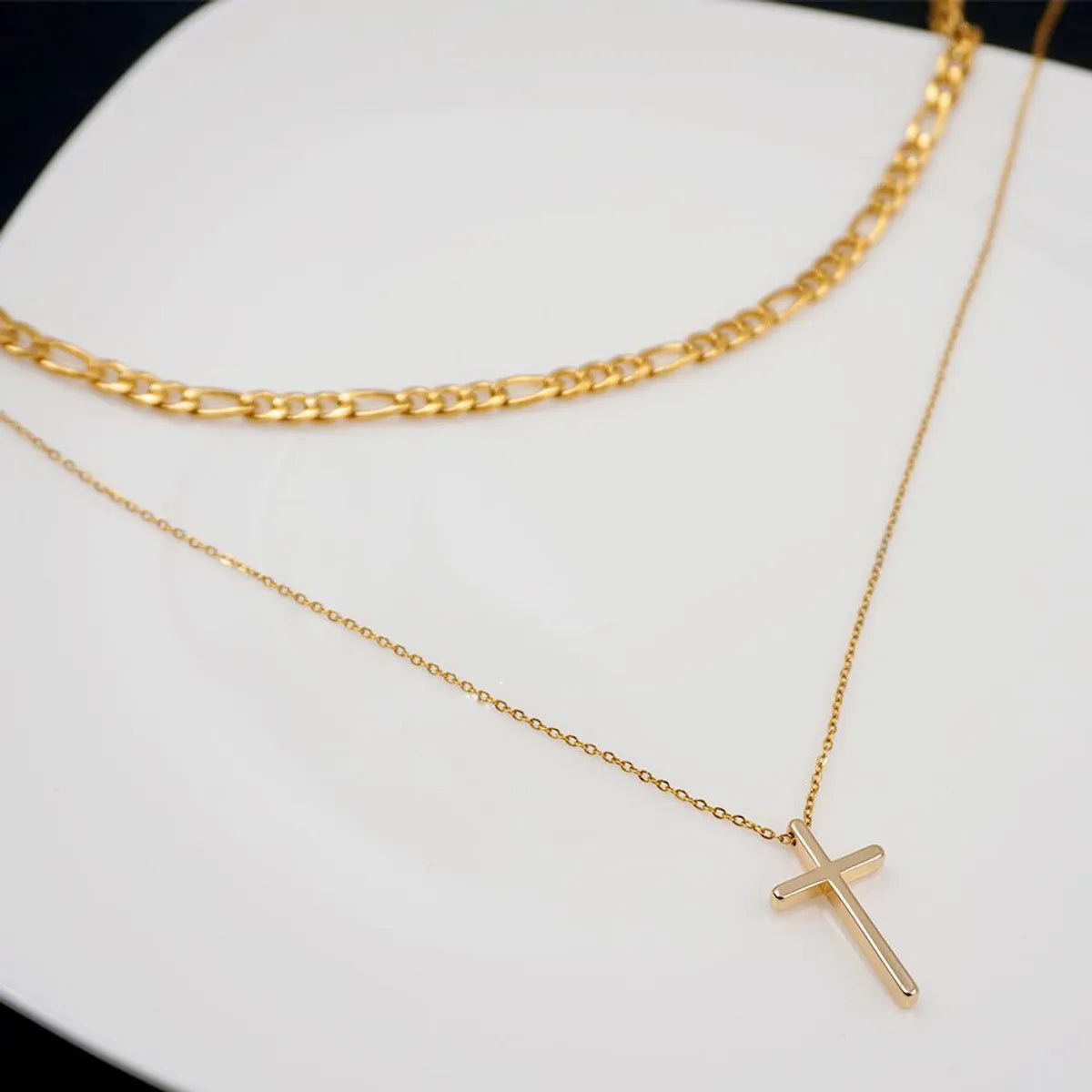 304 Stainless Steel Copper IG Style Simple Style Classic Style Cross Pendant Necklace