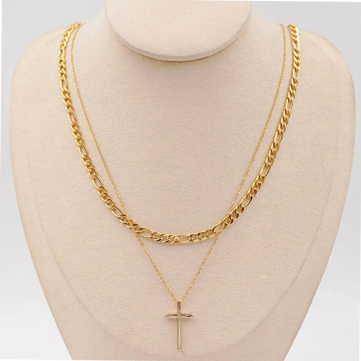 304 Stainless Steel Copper IG Style Simple Style Classic Style Cross Pendant Necklace