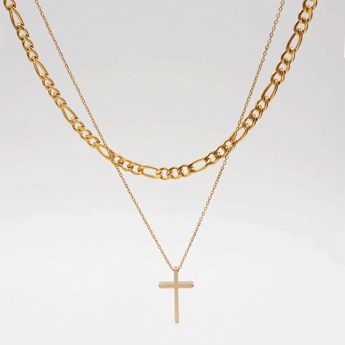 304 Stainless Steel Copper IG Style Simple Style Classic Style Cross Pendant Necklace