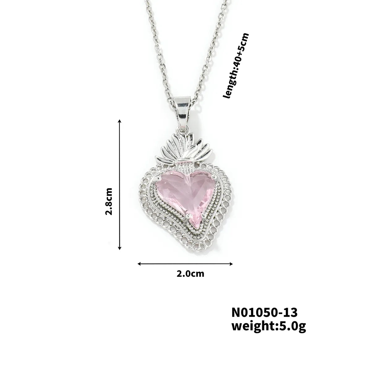 304 Stainless Steel Copper K Gold Plated Rhodium Plated Three-Dimensional Inlay Heart Shape Strawberry Glass Pendant Necklace