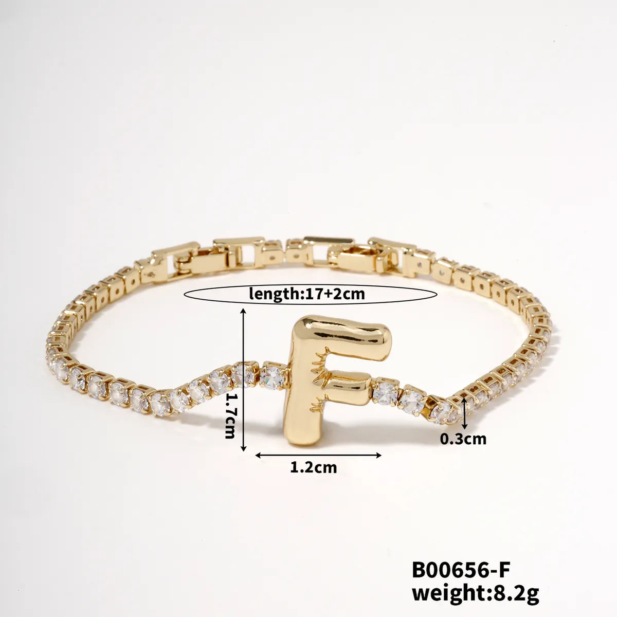 304 Stainless Steel Copper K Gold Plated Simple Style Classic Style Plating Inlay Letter Zircon Bracelets