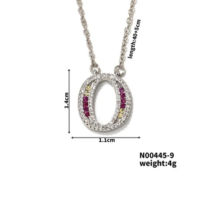 304 Stainless Steel Copper Rhodium Plated Hip-Hop Vacation Shiny Plating Inlay Letter Zircon Pendant Necklace