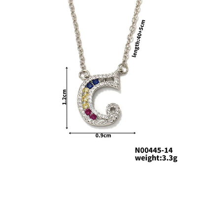 304 Stainless Steel Copper Rhodium Plated Hip-Hop Vacation Shiny Plating Inlay Letter Zircon Pendant Necklace