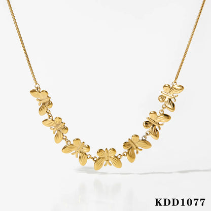 Wholesale Jewelry Elegant Lady Modern Style Butterfly 304 Stainless Steel No Inlaid 16K Gold Plated White Gold Plated Gold Plated Necklace