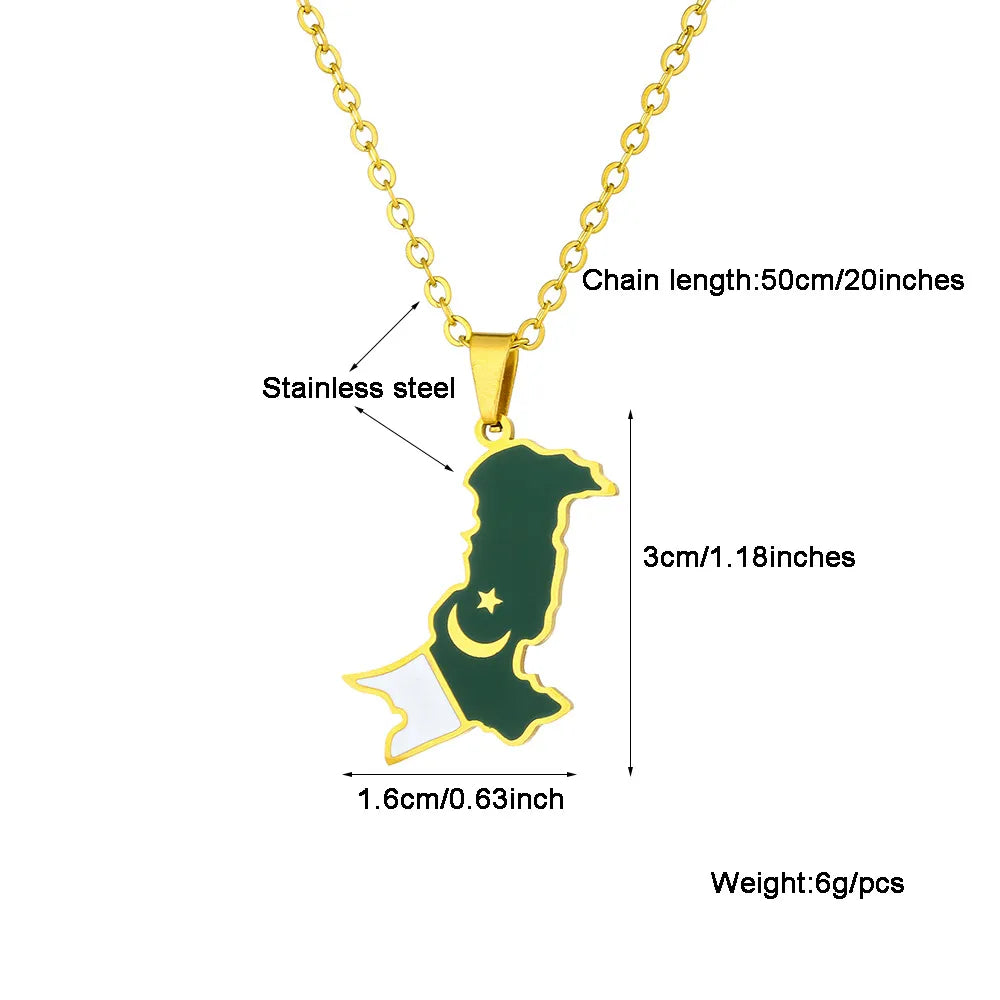 201 Stainless Steel 304 Stainless Steel 18K Gold Plated Ethnic Style Plating Map None Pendant Necklace