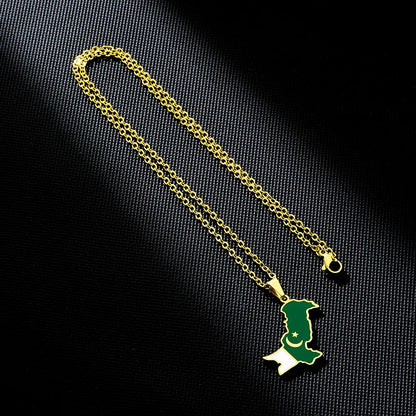 201 Stainless Steel 304 Stainless Steel 18K Gold Plated Ethnic Style Plating Map None Pendant Necklace