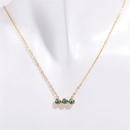 201 Stainless Steel 304 Stainless Steel Glass Gold Plated Retro Inlay Solid Color Zircon Pendant Necklace