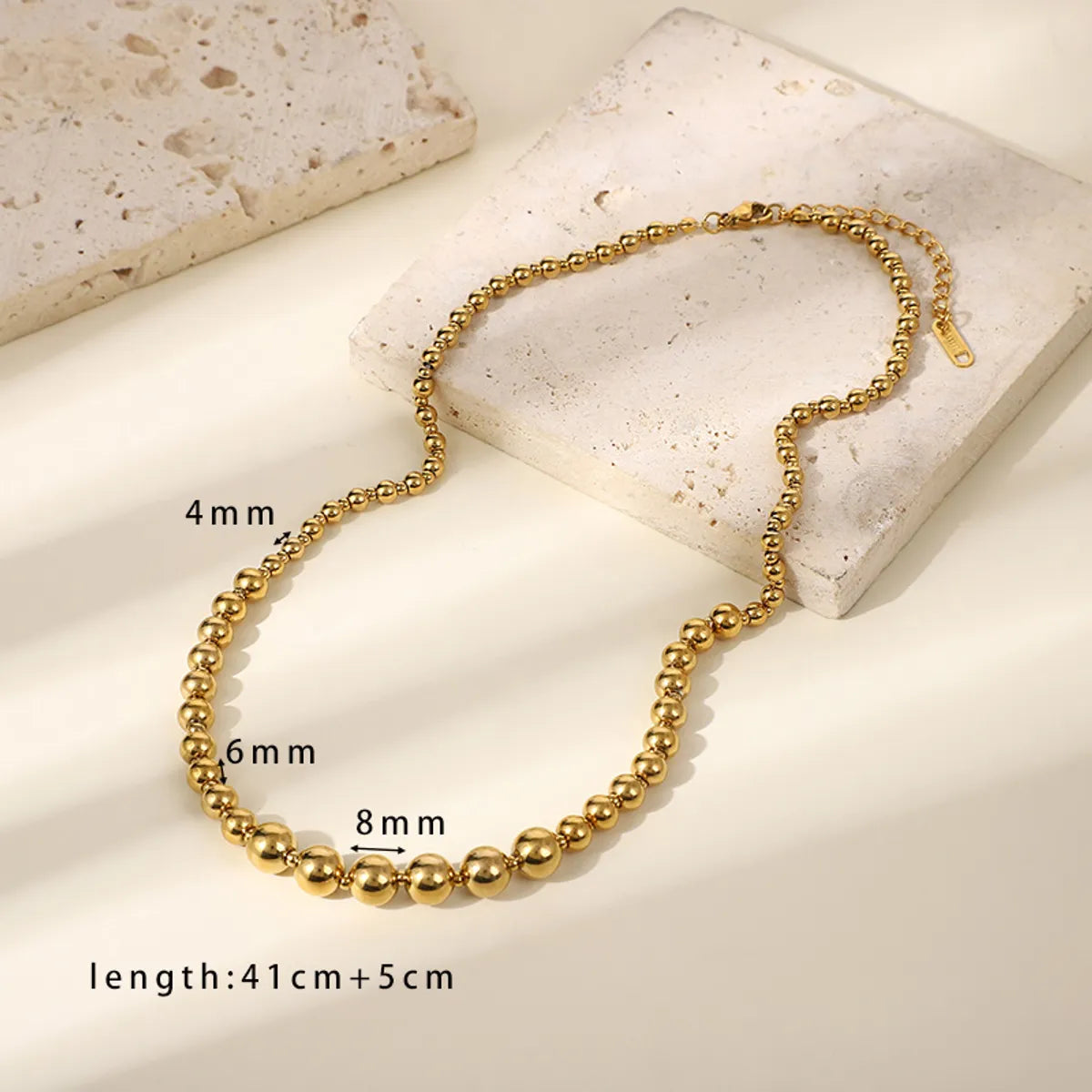 304 Stainless Steel Glass Pearl 18K Gold Plated Elegant Lady Classic Style Round Solid Color Necklace