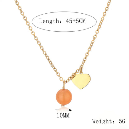 304 Stainless Steel Gold Plated Casual Simple Style Plating Inlay Heart Shape Pendant Necklace