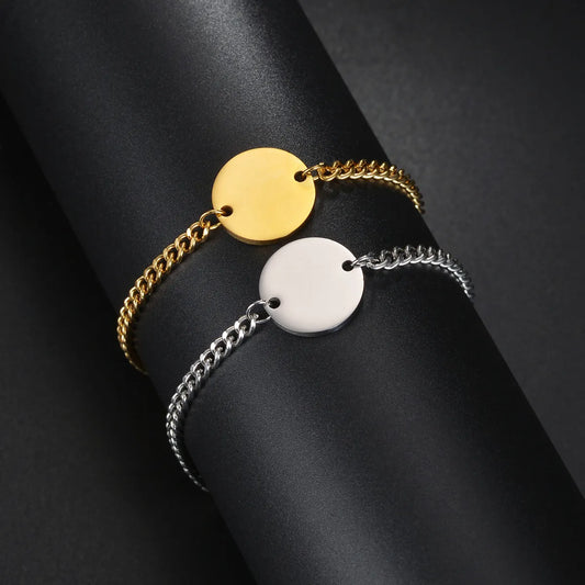 Classical Solid Color Solid Color 201 Stainless Steel Gold Plated Bracelets In Bulk