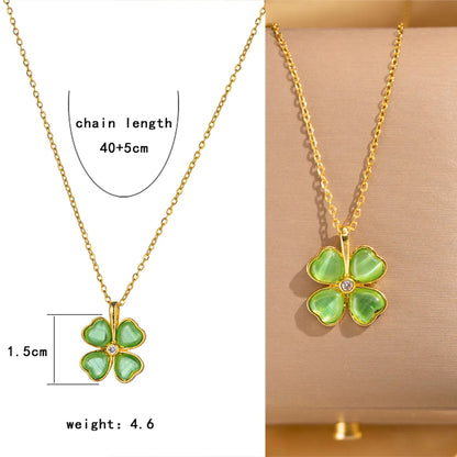 Wholesale Jewelry Elegant Lady Streetwear Geometric Flower Butterfly 304 Stainless Steel Acrylic Zircon 18K Gold Plated Inlay Pendant Necklace