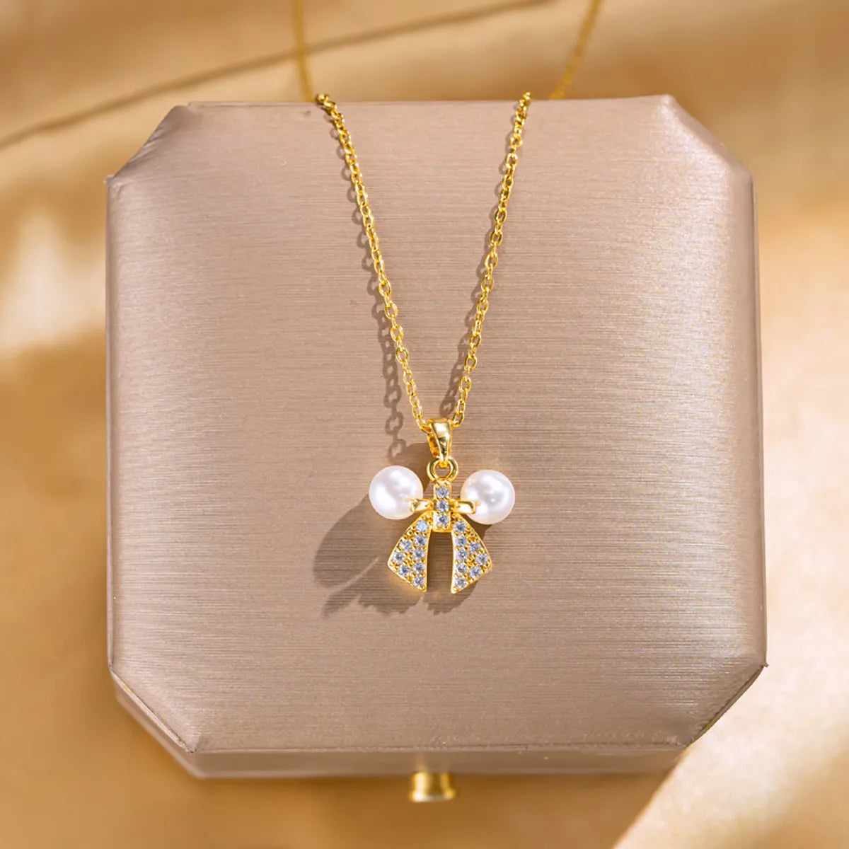 Wholesale Jewelry Elegant Lady Streetwear Geometric Flower Butterfly 304 Stainless Steel Acrylic Zircon 18K Gold Plated Inlay Pendant Necklace