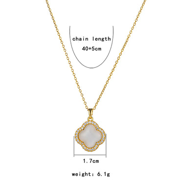 Wholesale Jewelry Elegant Lady Streetwear Geometric Flower Butterfly 304 Stainless Steel Acrylic Zircon 18K Gold Plated Inlay Pendant Necklace