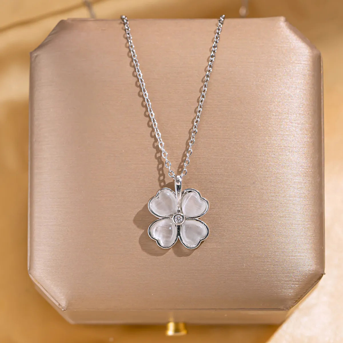 Wholesale Jewelry Elegant Lady Streetwear Geometric Flower Butterfly 304 Stainless Steel Acrylic Zircon 18K Gold Plated Inlay Pendant Necklace