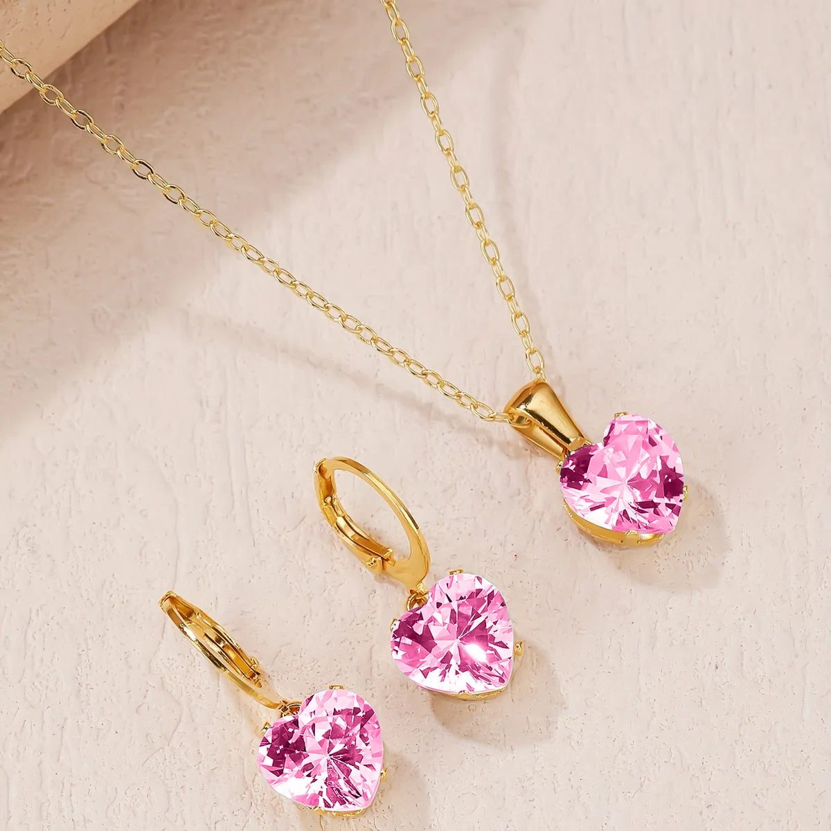 Wholesale Jewelry Luxurious Simple Style Heart Shape 304 Stainless Steel Zircon Gold Plated Plating Inlay Necklace