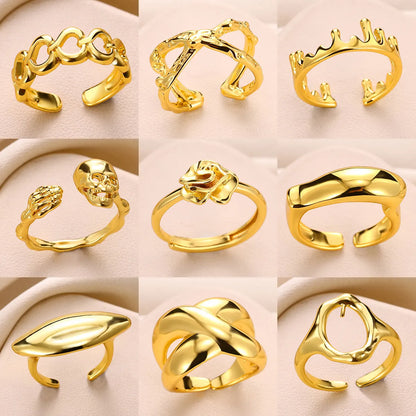 304 Stainless Steel Gold Plated Simple Style Classic Style Plating Heart Shape Rings