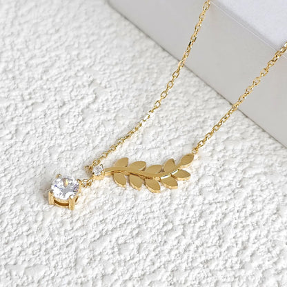 304 Stainless Steel Gold Plated Simple Style Classic Style Plating Leaves Pendant Necklace