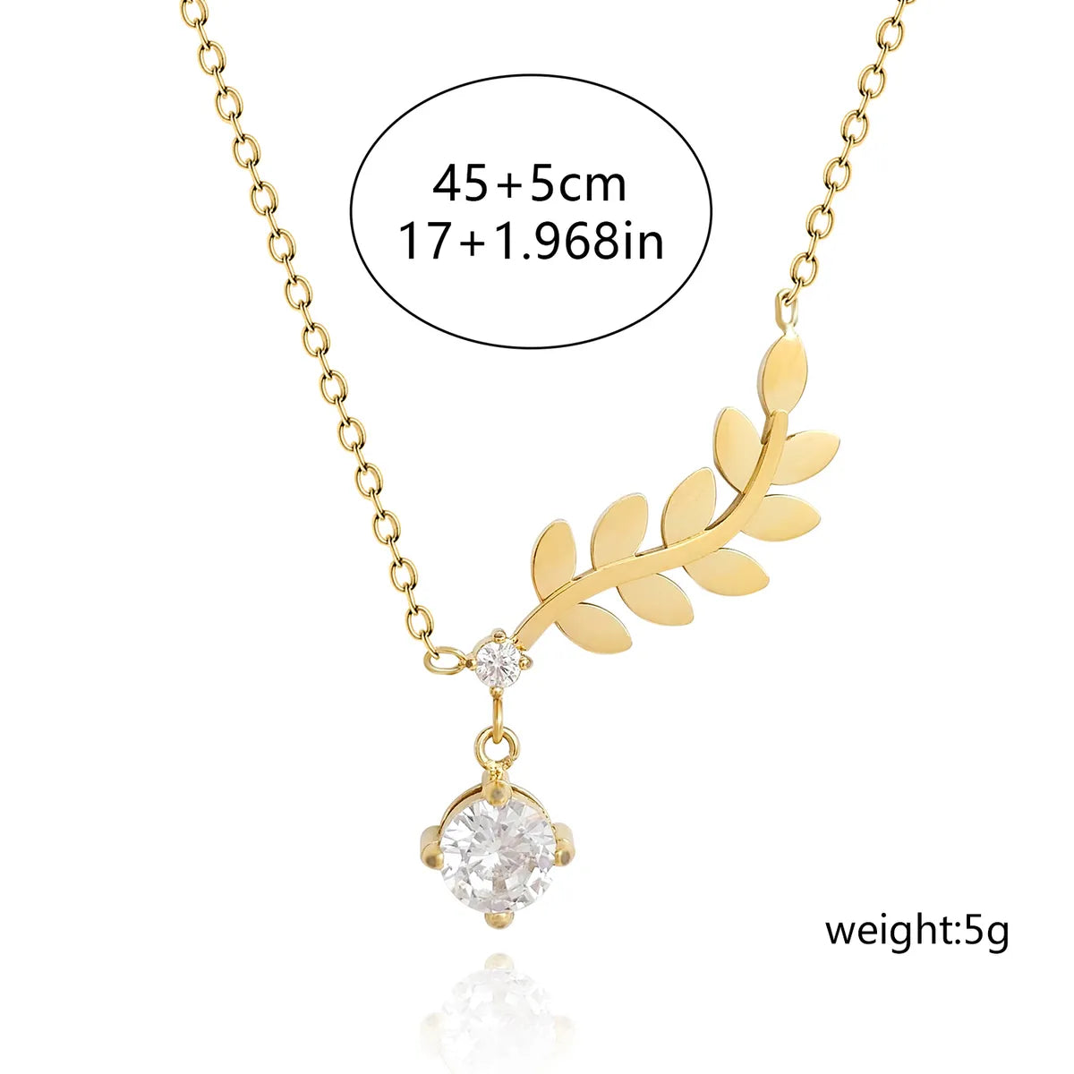 304 Stainless Steel Gold Plated Simple Style Classic Style Plating Leaves Pendant Necklace