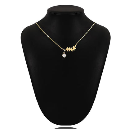 304 Stainless Steel Gold Plated Simple Style Classic Style Plating Leaves Pendant Necklace