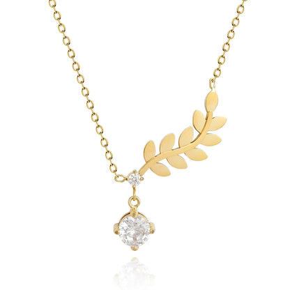 304 Stainless Steel Gold Plated Simple Style Classic Style Plating Leaves Pendant Necklace