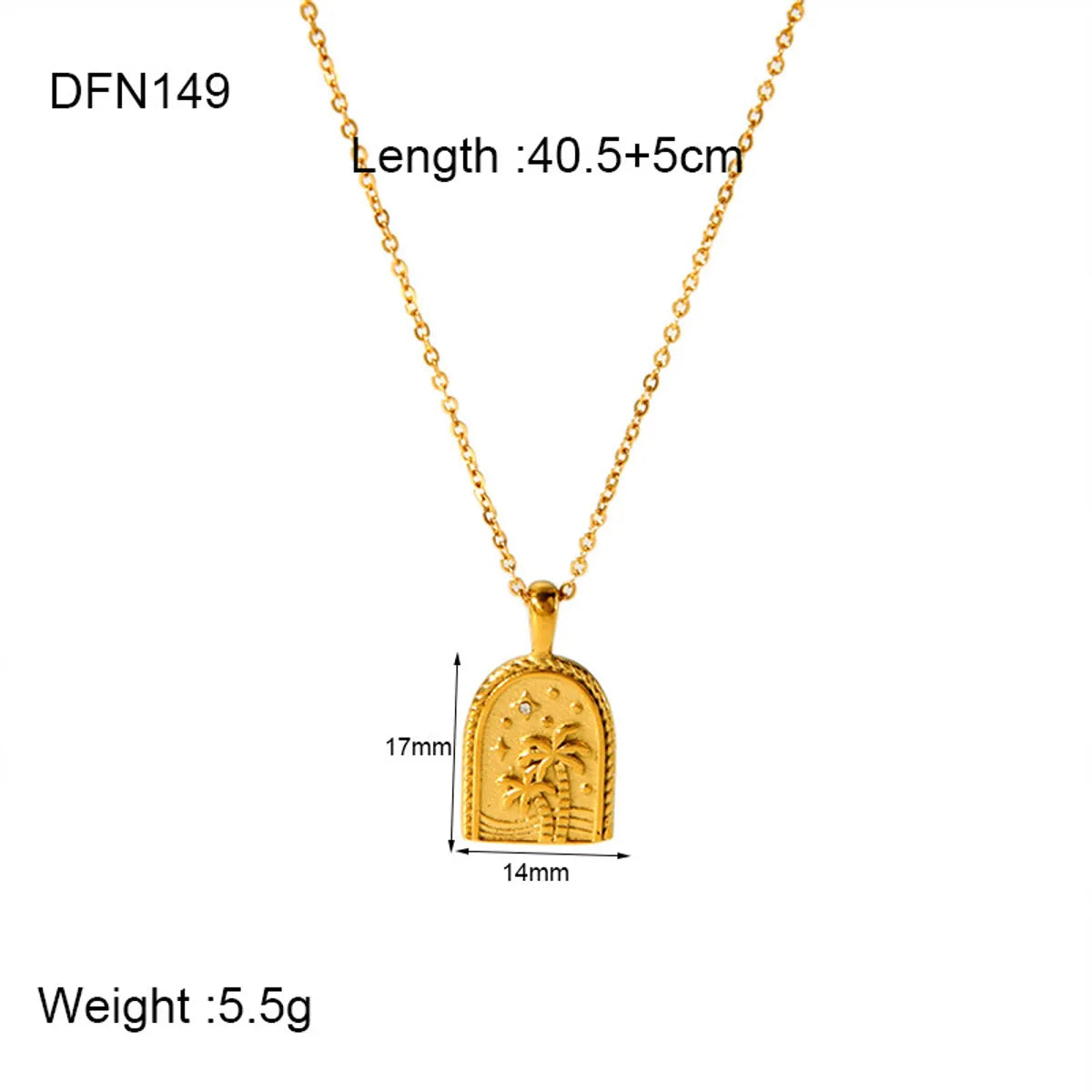 304 Stainless Steel Gold Plated Simple Style Classic Style Plating Solid Color Pendant Necklace