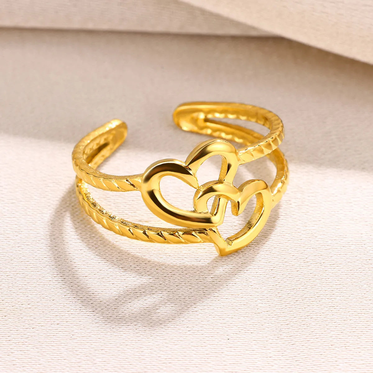 304 Stainless Steel Gold Plated Simple Style Classic Style Plating Solid Color Rings