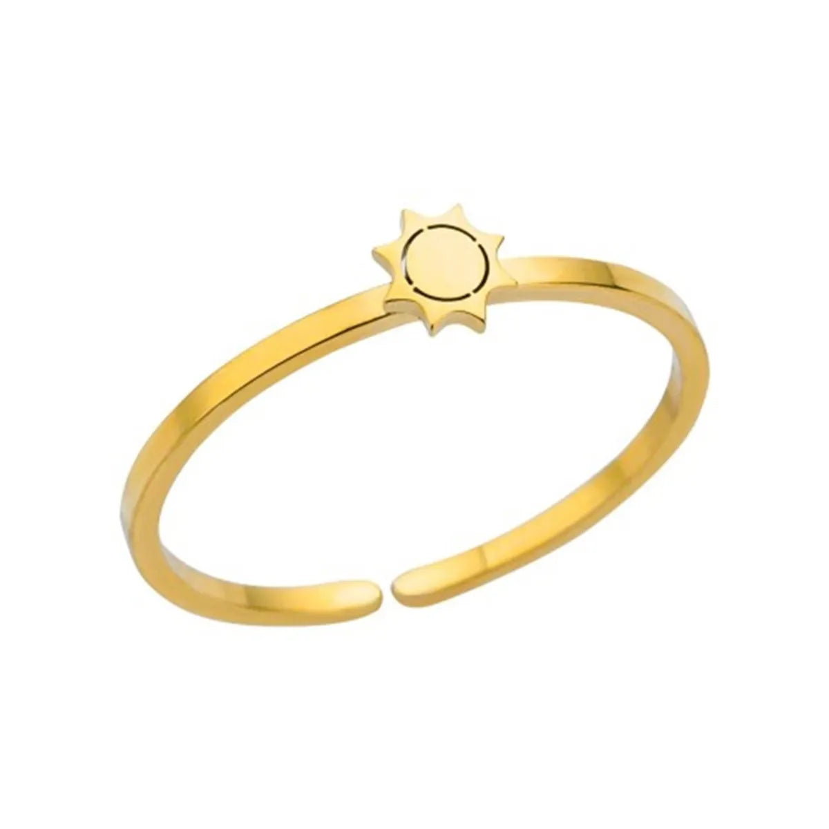 304 Stainless Steel Gold Plated Simple Style Plating Solid Color Rings