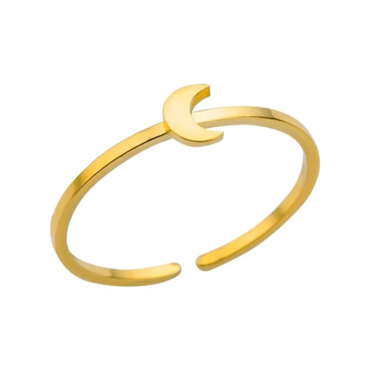 304 Stainless Steel Gold Plated Simple Style Plating Solid Color Rings