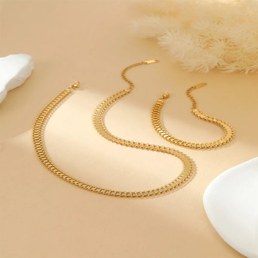 304 Stainless Steel Gold Plated Simple Style Solid Color Bracelets Necklace