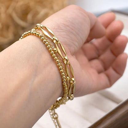 304 Stainless Steel Gold Plated Simple Style Streetwear Solid Color Bracelets