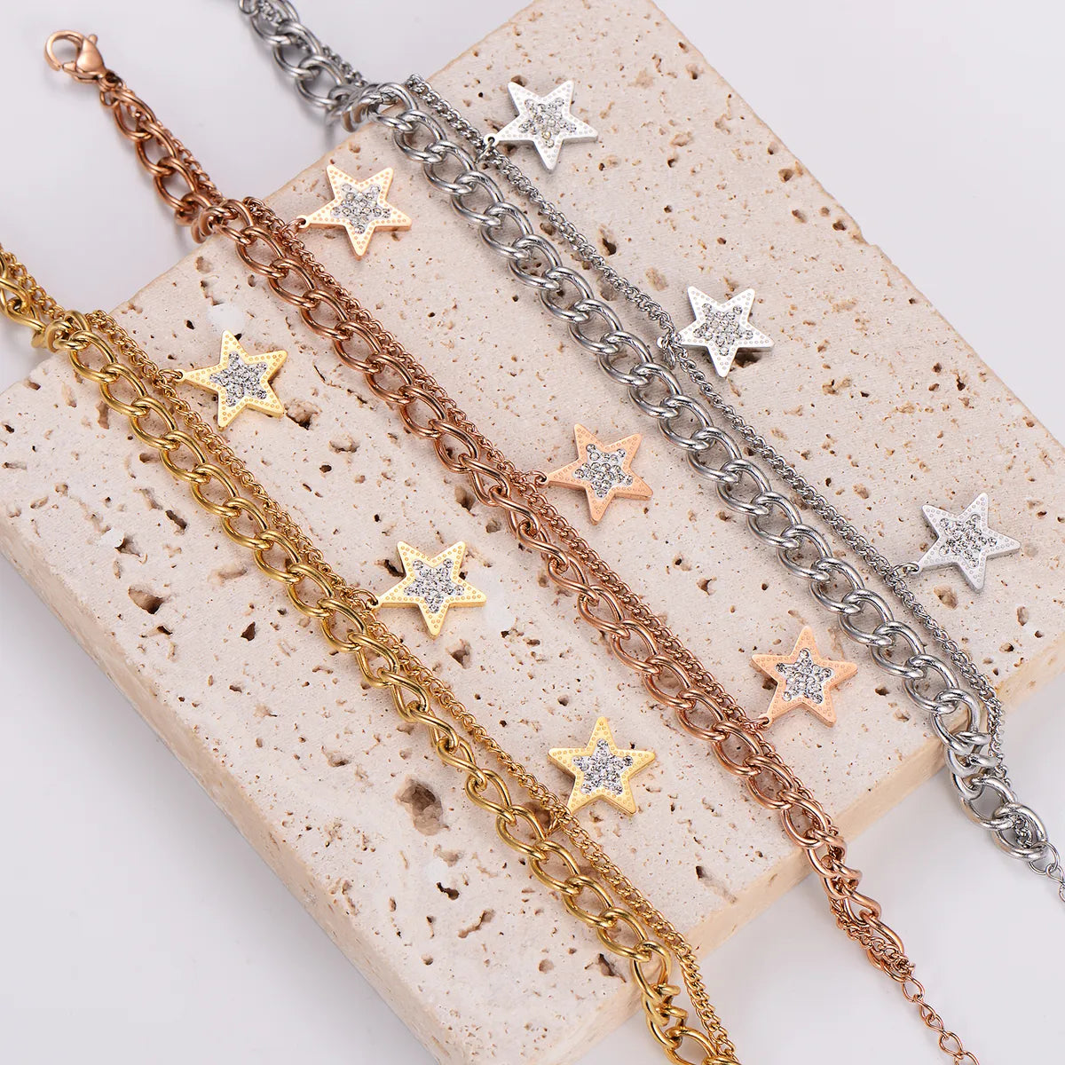 304 Stainless Steel Gold Plated Sweet Simple Style Plating Star Bracelets